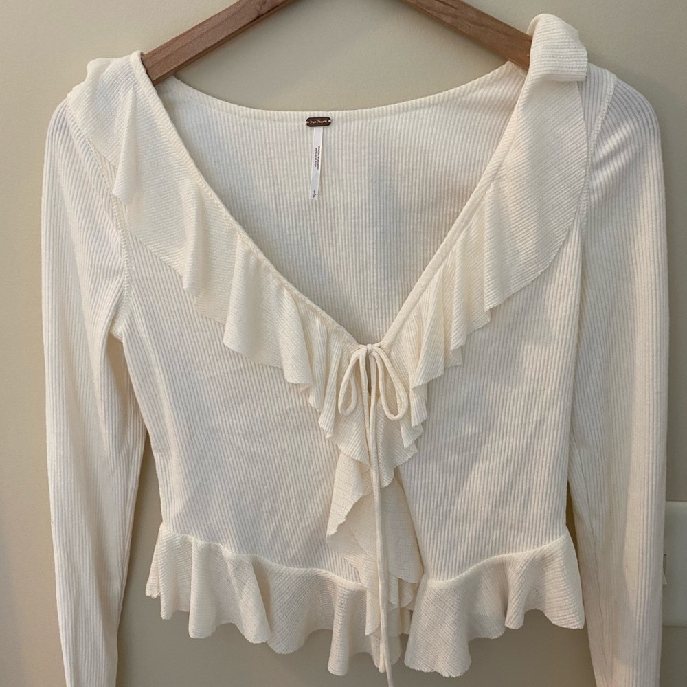 Free people cream lightweight sweater blouse